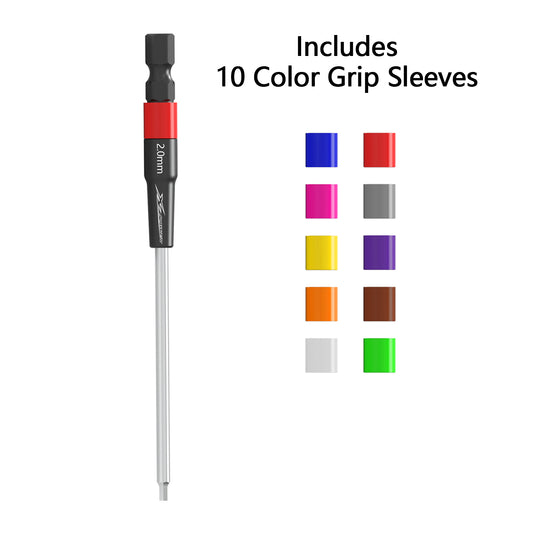 XLT-05 - XLPower Quick-Hex Tip 2.0mm — Precision Hex Driver Bit (10 Color Sleeves Included)