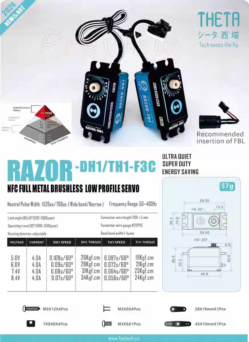 RAZOR F3CSERVO SET - RAZOR-C1-F3C*3+RAZOR-T1-F3C*1 – XLPOWER
