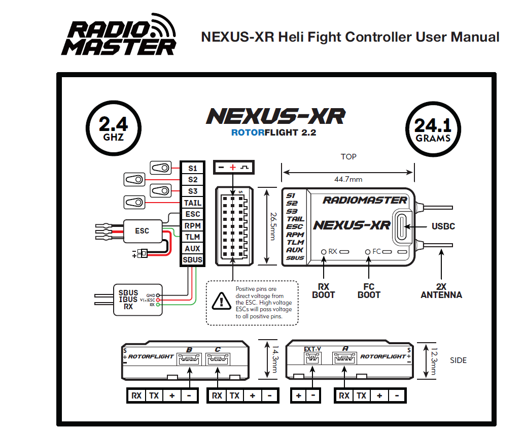 NEXUS-XR Control System Integrated 2.4GHz ExpressLRS Receiver